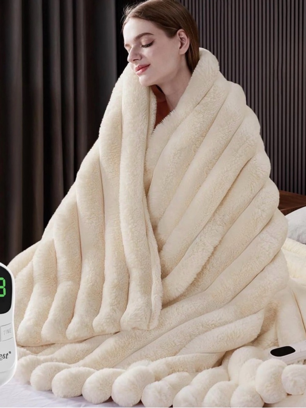 Heated Throw Blanket, Faux Fur Cozy Heating Blanket with Overheat Protection